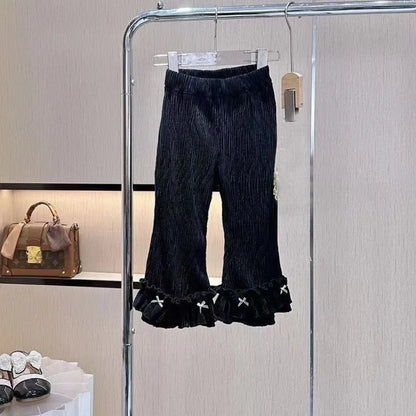 Base Shirt, Bow Vest & Flared Pants 3-Piece Set