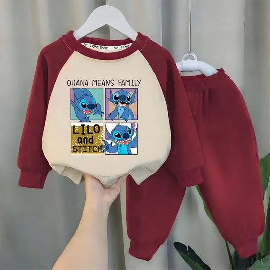 Stitch Sweatshirt & Pants Set - 100% Cotton