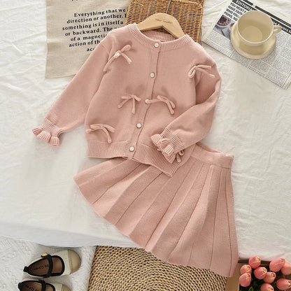 Knitted Sweater Cardigan & Skirt 2 Pcs Set