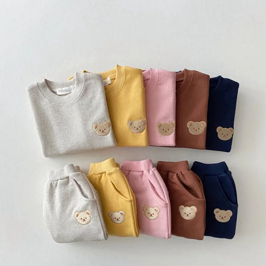 Cute Bear Sweatshirt & Trousers Set