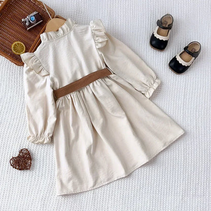 New Long Sleeved Casual Dress With Bow Tie