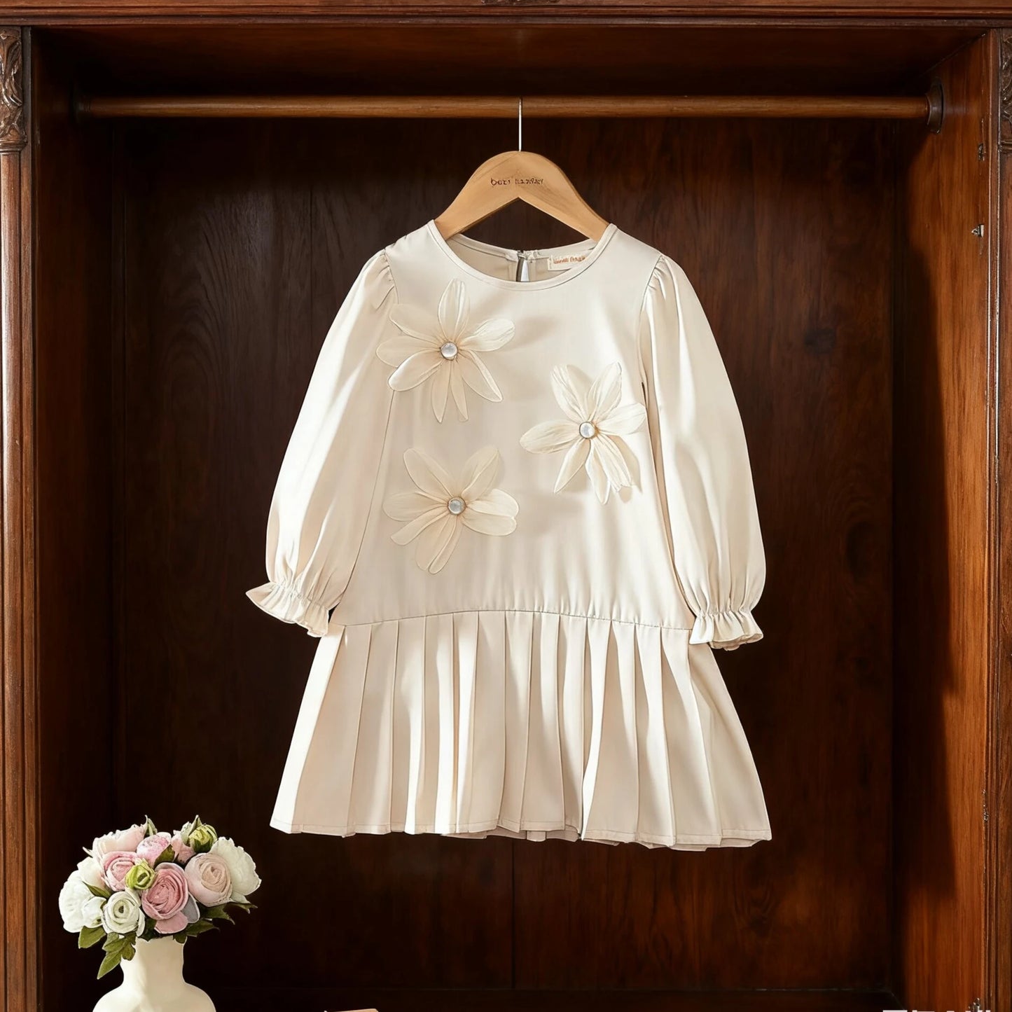 Flower Splicing Pleated Dress