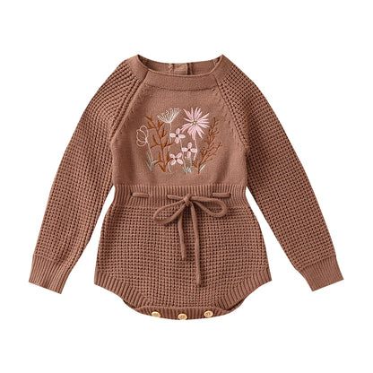 Soft Cotton Flower Embroidery Romper