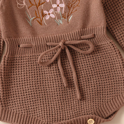 Soft Cotton Flower Embroidery Romper
