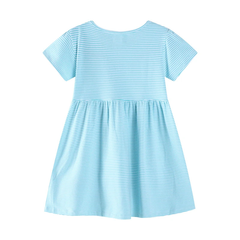 Summer Cotton Striped Animals Dress