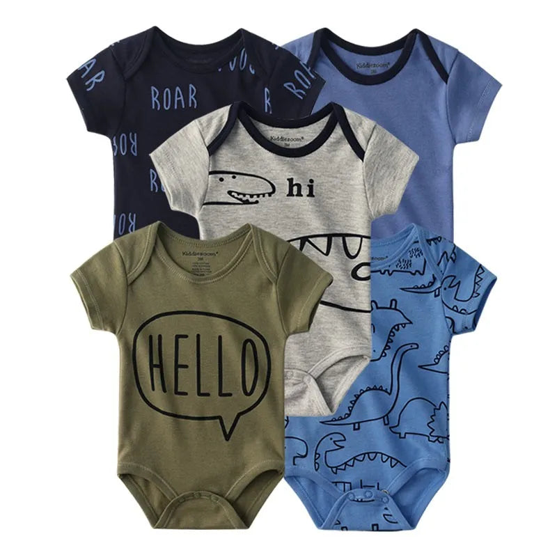 100% Cotton Cartoon Bodysuit Set (5pcs)