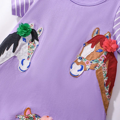 2025 Summer Cotton Unicorns with Flowers Dress