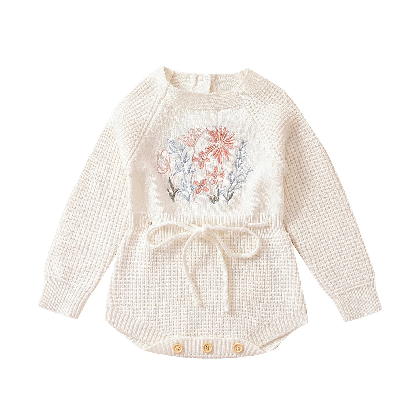 Soft Cotton Flower Embroidery Romper