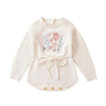 Soft Cotton Flower Embroidery Romper
