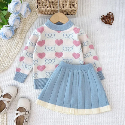 Love Top & Pleated Skirt Two-Piece Set