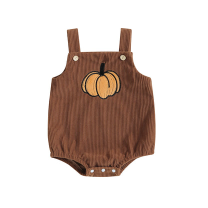 1st Halloween Baby Pumpkin Ghost Jumpsuit Corduroy Overalls