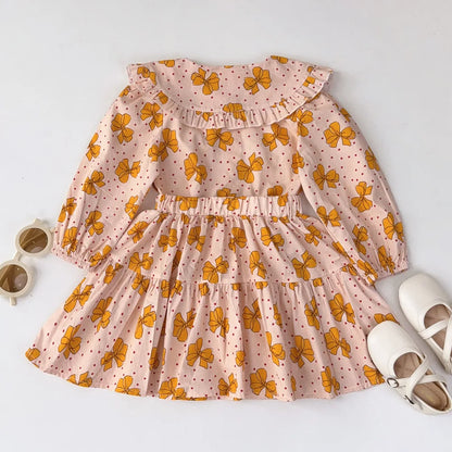 Two Piece Bow Top & Pleated Skirt Set