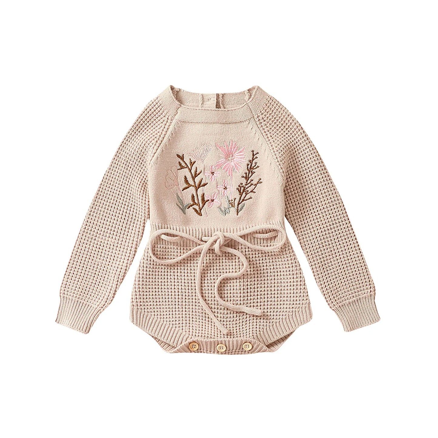Soft Cotton Flower Embroidery Romper