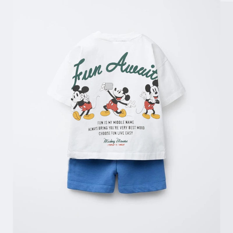 Mickey Pure Cotton T-Shirt and Shorts Set