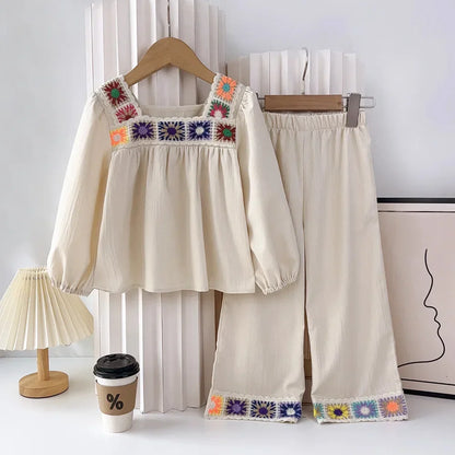 Flower Knitted Embroidered Lace Set