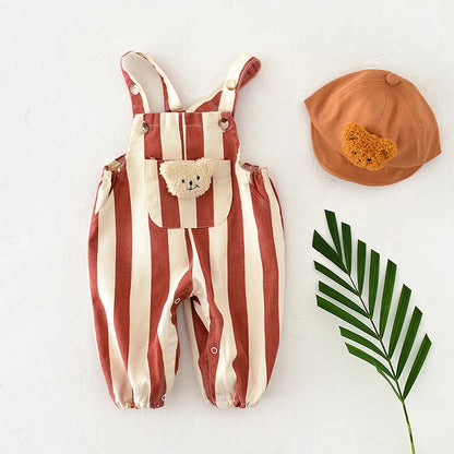 100% Cotton Striped Onesie with Teddy Bear