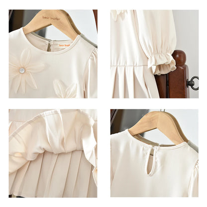 Flower Splicing Pleated Dress