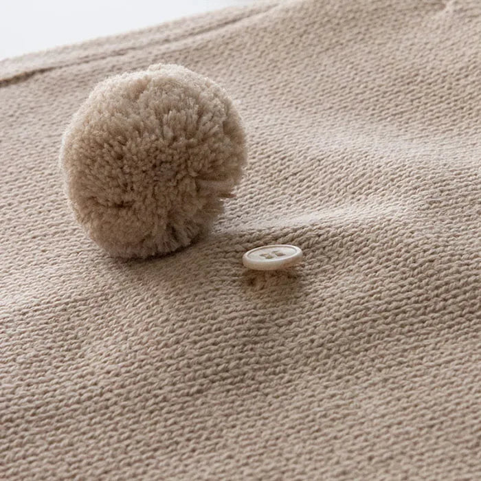 Knitted Solid Color Hooded Baby Romper