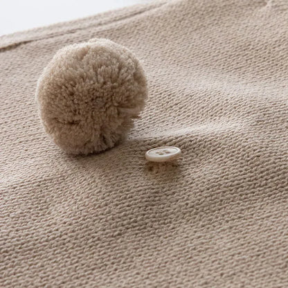 Knitted Solid Color Hooded Baby Romper