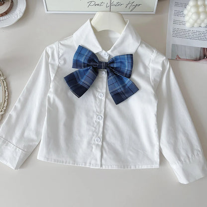 Knitted Vest With Turn-Down Collar & Plaid Skirt - 3pc Set Outfit