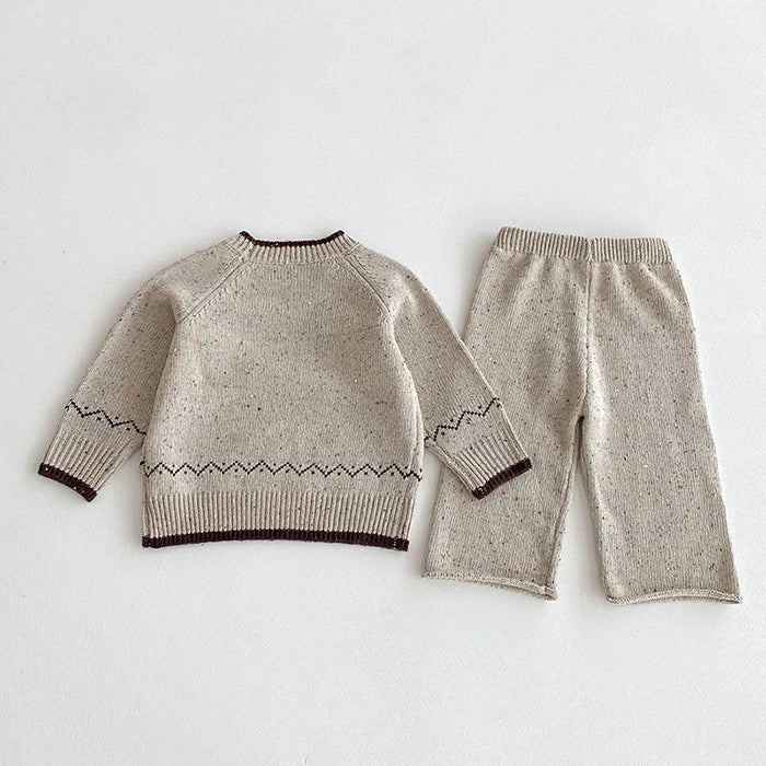 Knitted Long Sleeve Pullover Top & Pants Set