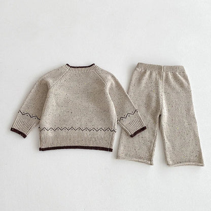 Knitted Long Sleeve Pullover Top & Pants Set