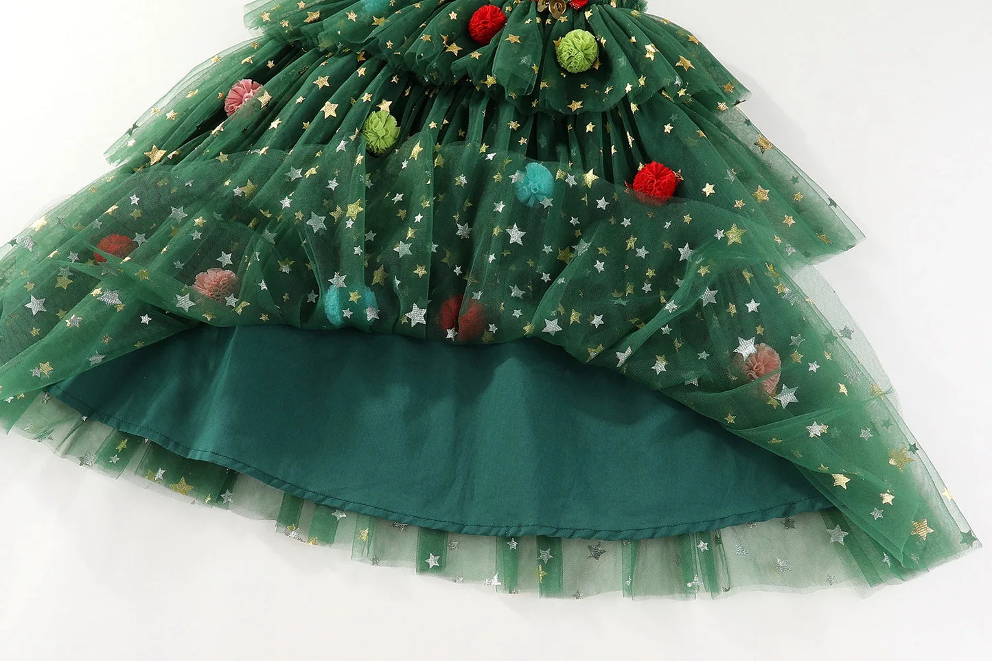 Christmas Green Mesh Sequins Dress