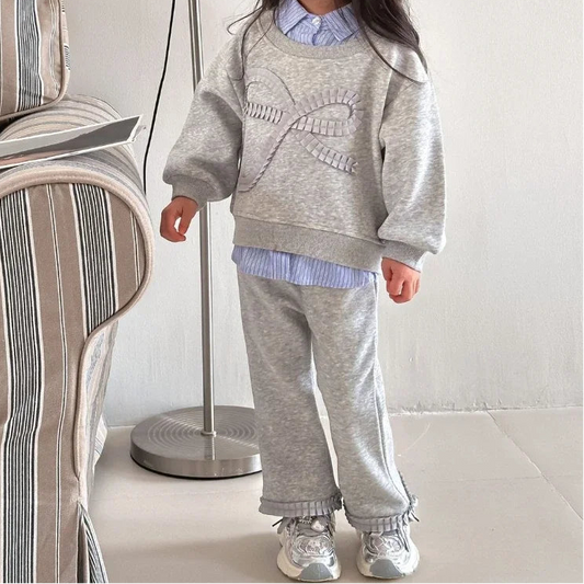 Bow Top & Pants Casual Two-piece Set