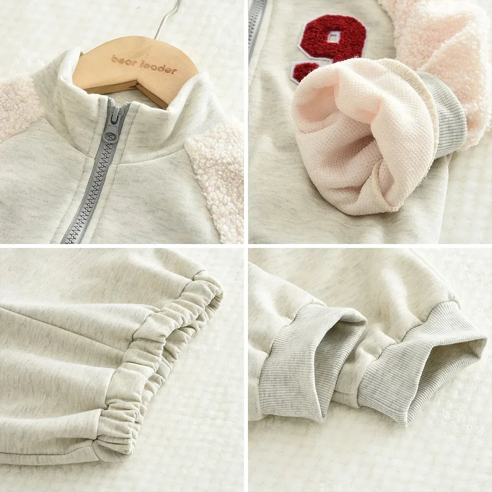 Wool Patchwork Sweatshirt & Pants Two Piece Set