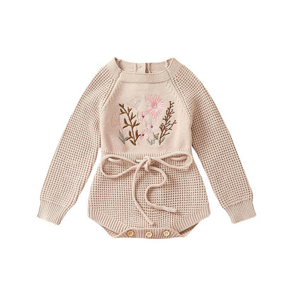 Soft Cotton Flower Embroidery Romper