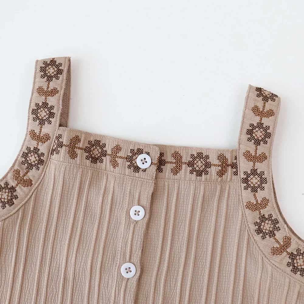 Embroidered Top & Wide Leg Pants Set