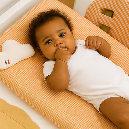 housse de matelas a langer en coton bio vichy puericulture