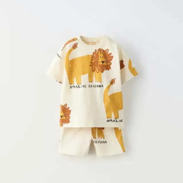 Lion Pure Cotton T-Shirt & Shorts Set