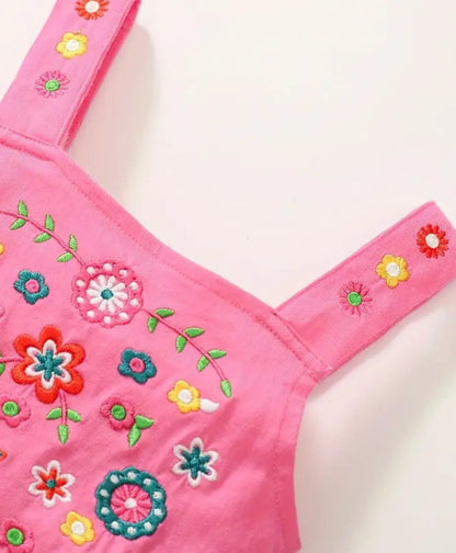 Cotton Pink Dress With Flowers