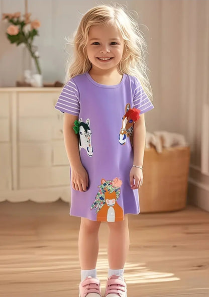 2025 Summer Cotton Unicorns with Flowers Dress