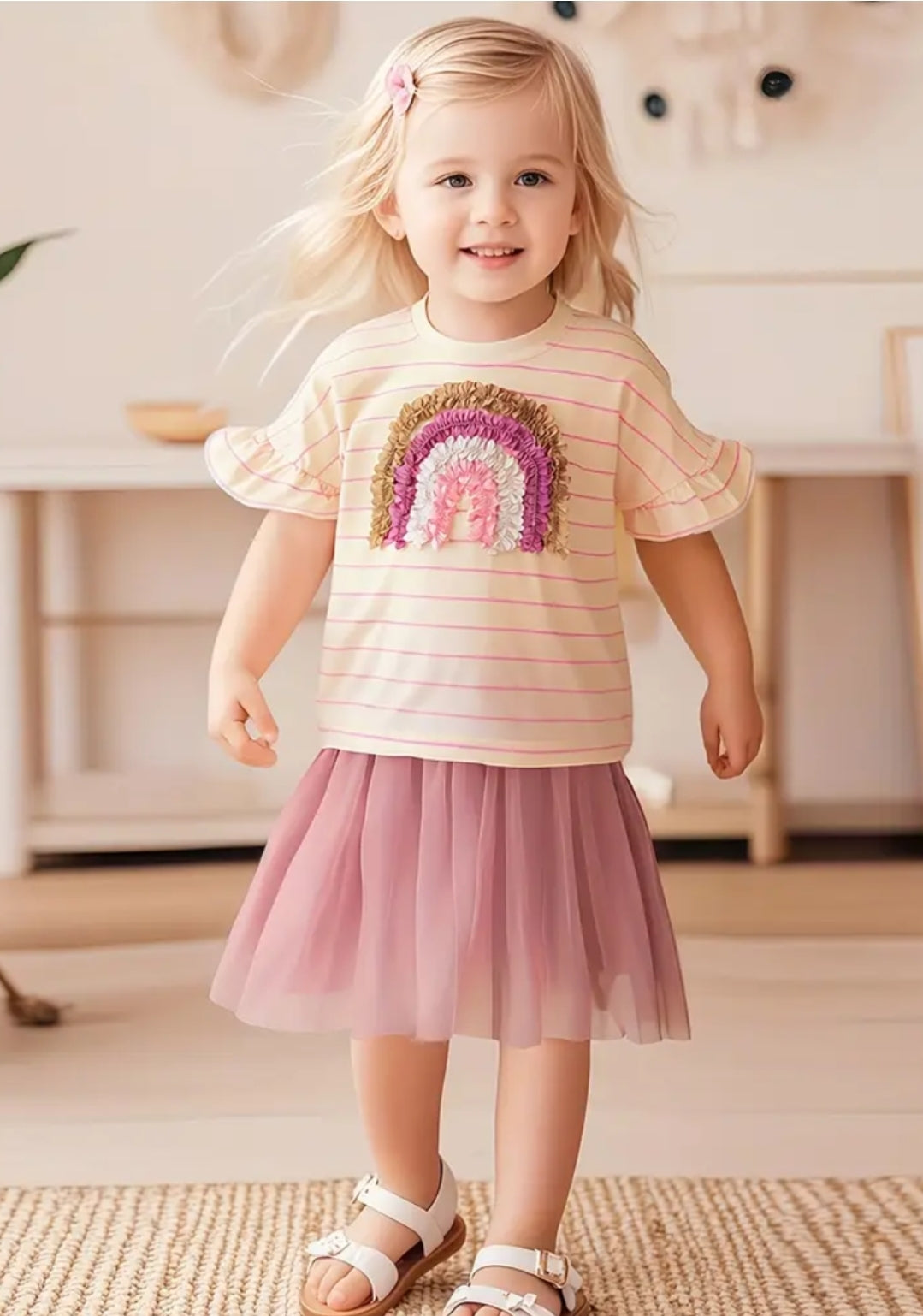 Rainbow 100% Cotton Summer T-Shirt & Skirt Set
