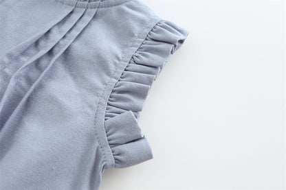 Vintage Ruffle Lace Baby Romper – Cotton Linen Bodysuit