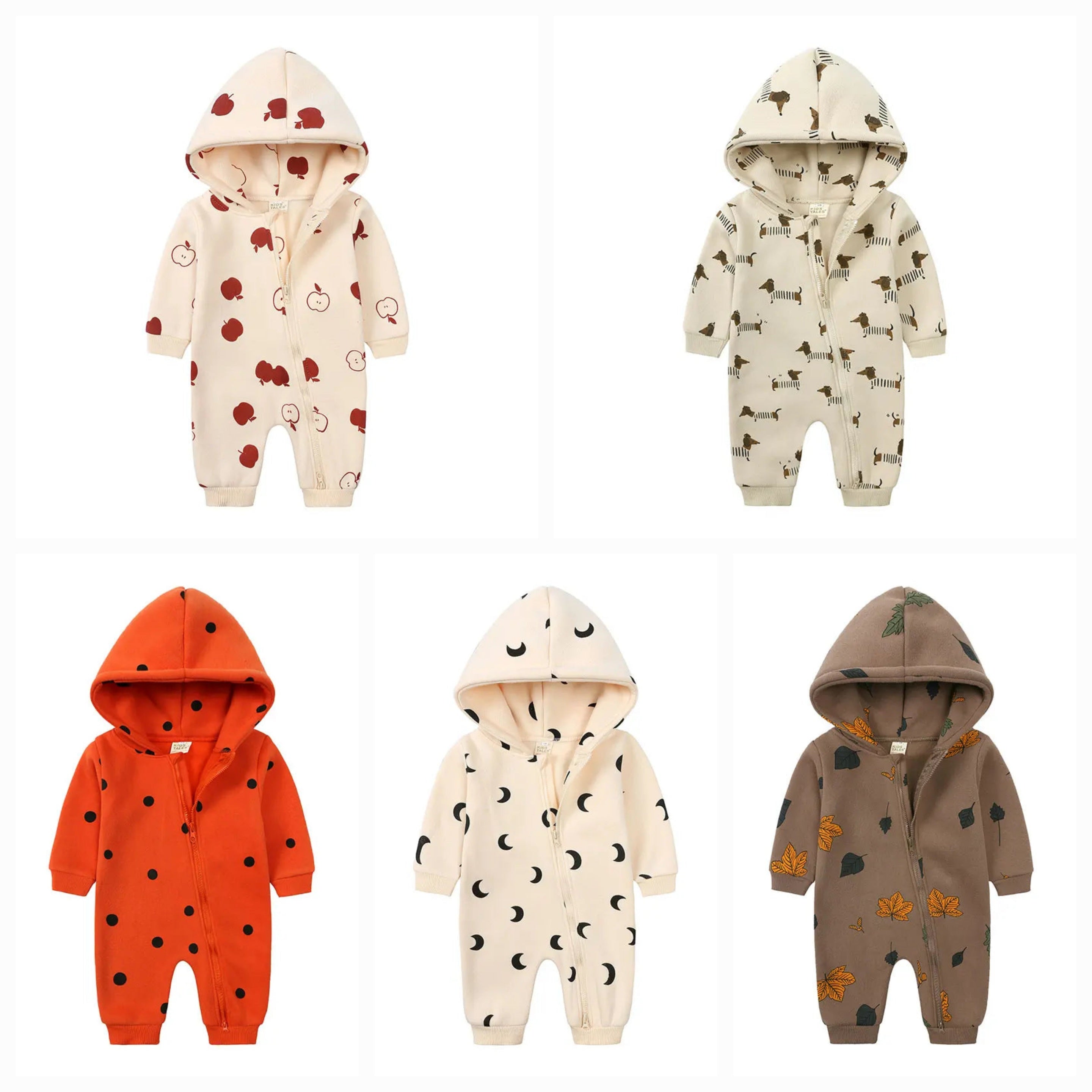 Soft Cotton Hooded Zipper Romper