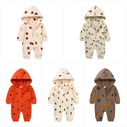 Soft Cotton Hooded Zipper Romper