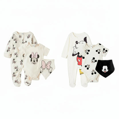 3Pcs Cotton Baby Rompers & Bib Set